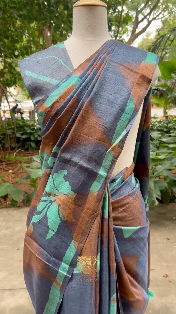 Pure tussar batik saree - Studio Thari